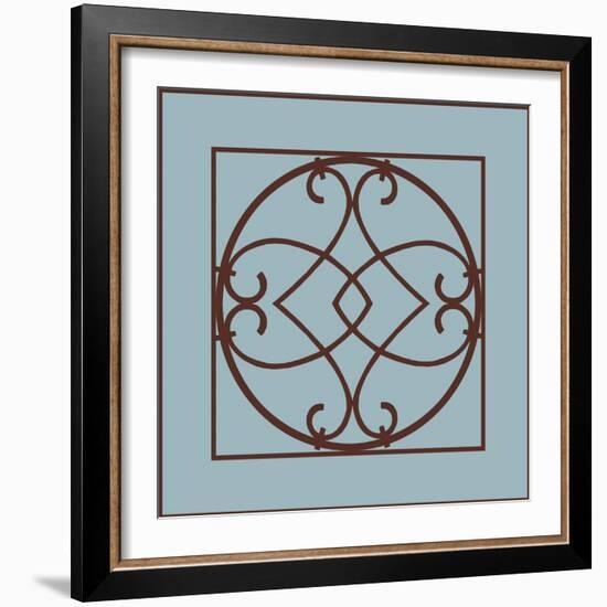 Chocolate and Blue Ironwork VI-Chariklia Zarris-Framed Art Print