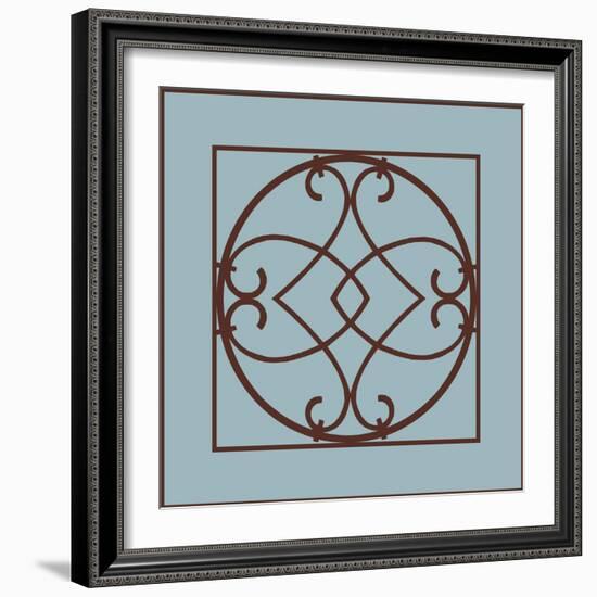 Chocolate and Blue Ironwork VI-Chariklia Zarris-Framed Art Print