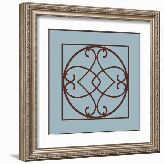 Chocolate and Blue Ironwork VI-Chariklia Zarris-Framed Art Print