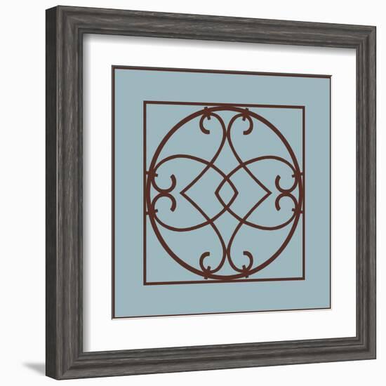 Chocolate and Blue Ironwork VI-Chariklia Zarris-Framed Art Print