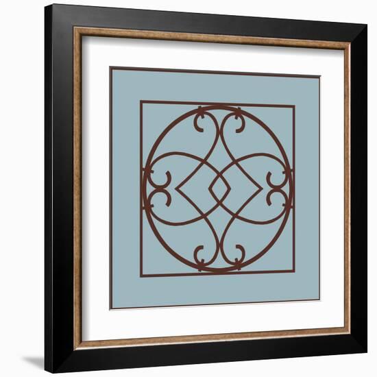 Chocolate and Blue Ironwork VI-Chariklia Zarris-Framed Art Print