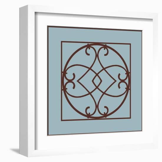 Chocolate and Blue Ironwork VI-Chariklia Zarris-Framed Art Print