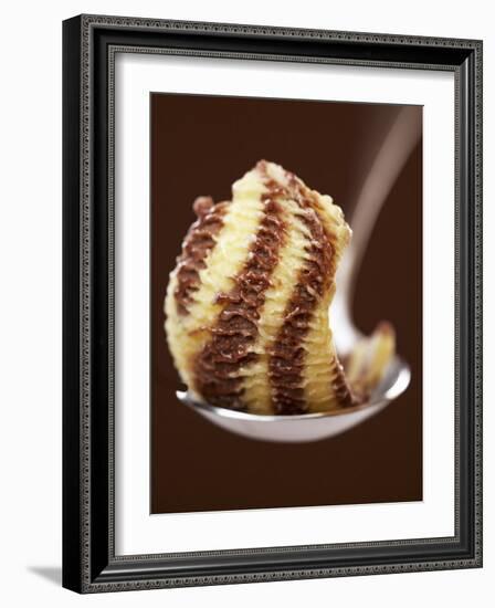 Chocolate and Vanilla Ice Cream on a Spoon-Marc O^ Finley-Framed Photographic Print