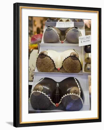 Chocolate Breasts in Shop Window, Bruges, Belgium, Europe-Martin Child-Framed Photographic Print