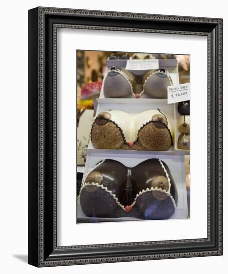 Chocolate Breasts in Shop Window, Bruges, Belgium, Europe-Martin Child-Framed Photographic Print