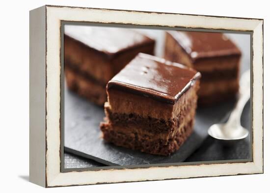 Chocolate Cake with Layers of Chocolate Mousse-looby-Framed Premier Image Canvas