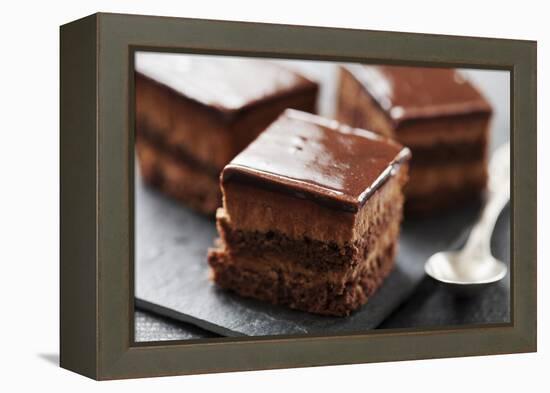 Chocolate Cake with Layers of Chocolate Mousse-looby-Framed Premier Image Canvas