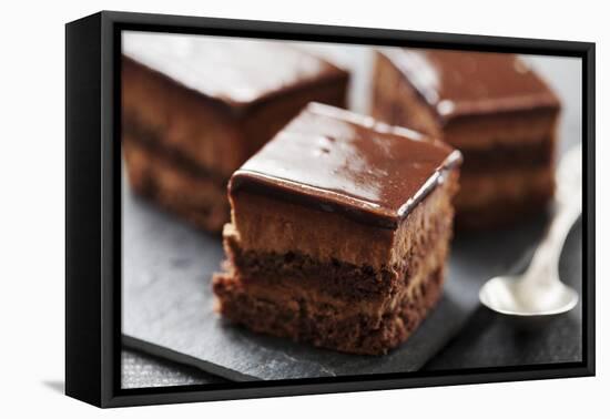 Chocolate Cake with Layers of Chocolate Mousse-looby-Framed Premier Image Canvas