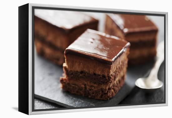 Chocolate Cake with Layers of Chocolate Mousse-looby-Framed Premier Image Canvas