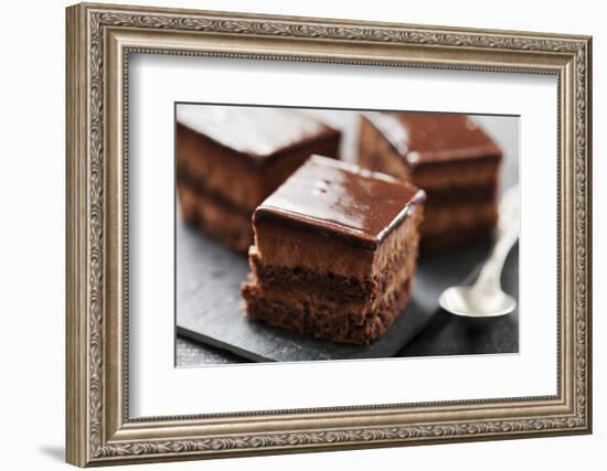 Chocolate Cake with Layers of Chocolate Mousse-looby-Framed Photographic Print