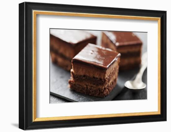 Chocolate Cake with Layers of Chocolate Mousse-looby-Framed Photographic Print