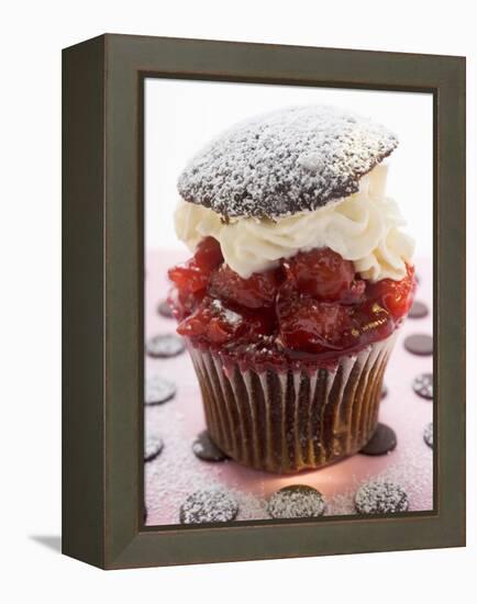 Chocolate Cherry Muffin with Whipped Cream and Lid-null-Framed Premier Image Canvas