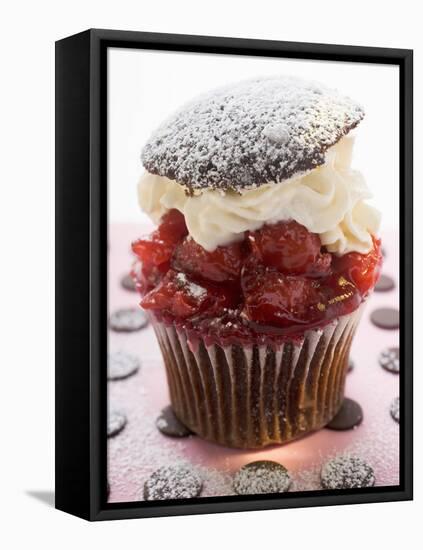 Chocolate Cherry Muffin with Whipped Cream and Lid-null-Framed Premier Image Canvas