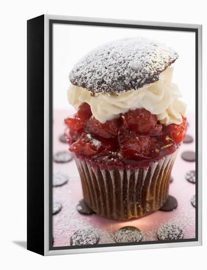 Chocolate Cherry Muffin with Whipped Cream and Lid-null-Framed Premier Image Canvas