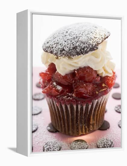 Chocolate Cherry Muffin with Whipped Cream and Lid-null-Framed Premier Image Canvas