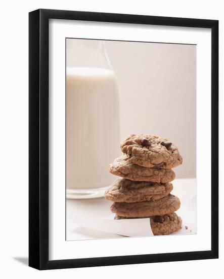 Chocolate Chip Cookies and a Glass of Milk-null-Framed Photographic Print