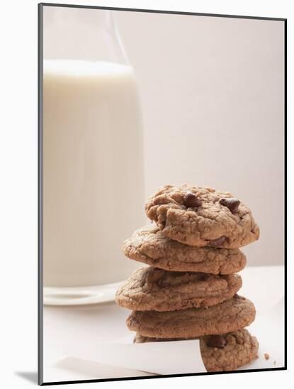 Chocolate Chip Cookies and a Glass of Milk-null-Mounted Photographic Print