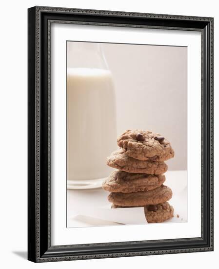 Chocolate Chip Cookies and a Glass of Milk-null-Framed Photographic Print
