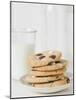 Chocolate Chip Cookies and Glass of Milk-null-Mounted Photographic Print