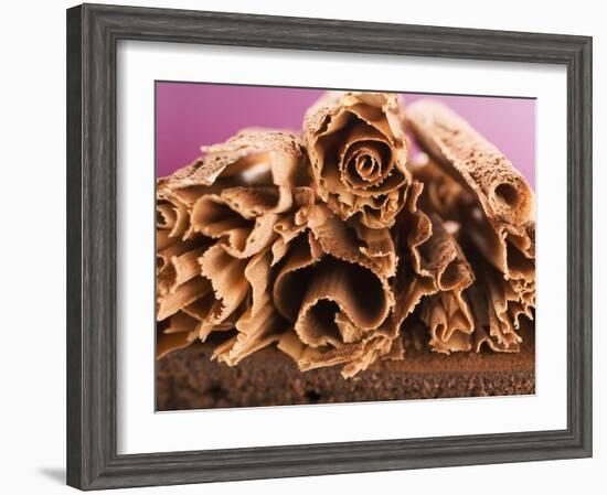 Chocolate Curls on Chocolate Cake-null-Framed Photographic Print