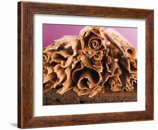 Chocolate Curls on Chocolate Cake-null-Framed Photographic Print