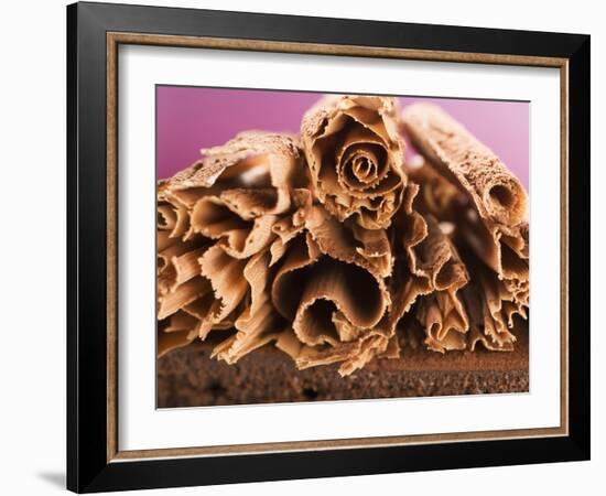 Chocolate Curls on Chocolate Cake-null-Framed Photographic Print