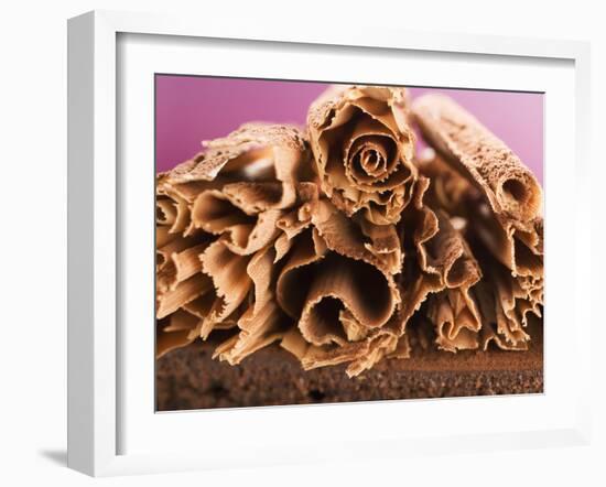 Chocolate Curls on Chocolate Cake-null-Framed Photographic Print