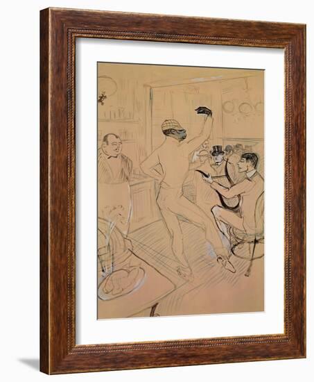 Chocolate Dancing in Achille's Bar, Drawing, 1894-Henri de Toulouse-Lautrec-Framed Giclee Print