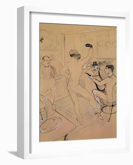 Chocolate Dancing in Achille's Bar, Drawing, 1894-Henri de Toulouse-Lautrec-Framed Giclee Print