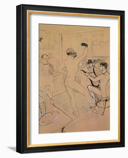 Chocolate Dancing in Achille's Bar, Drawing, 1894-Henri de Toulouse-Lautrec-Framed Giclee Print