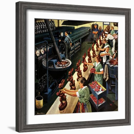 "Chocolate Easter Bunnies", March 25, 1950-Stevan Dohanos-Framed Giclee Print