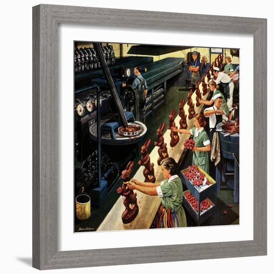 "Chocolate Easter Bunnies", March 25, 1950-Stevan Dohanos-Framed Giclee Print