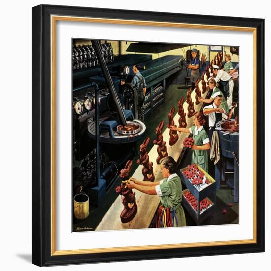 "Chocolate Easter Bunnies", March 25, 1950-Stevan Dohanos-Framed Giclee Print