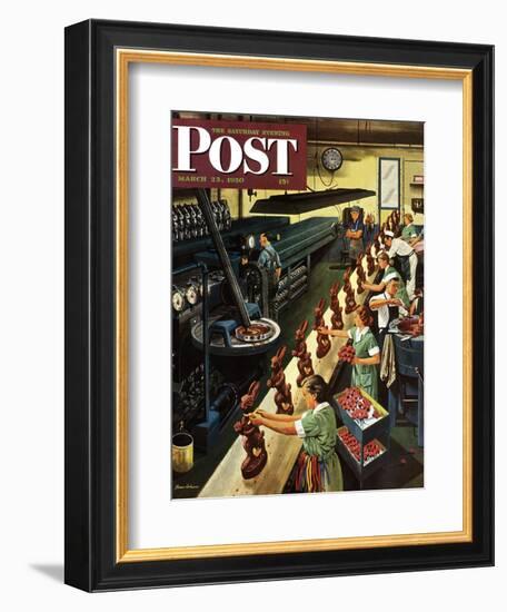 "Chocolate Easter Bunnies" Saturday Evening Post Cover, March 25, 1950-Stevan Dohanos-Framed Giclee Print