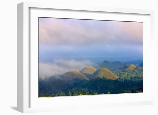 Chocolate Hills in Morning Mist, Bohol Island, Philippines-Keren Su-Framed Photographic Print