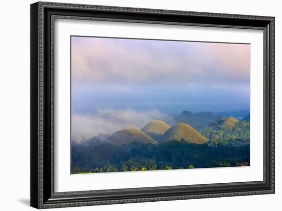 Chocolate Hills in Morning Mist, Bohol Island, Philippines-Keren Su-Framed Photographic Print