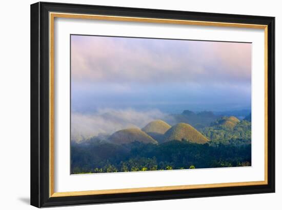 Chocolate Hills in Morning Mist, Bohol Island, Philippines-Keren Su-Framed Photographic Print