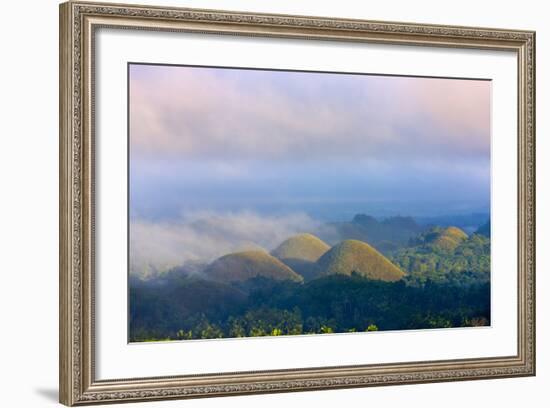 Chocolate Hills in Morning Mist, Bohol Island, Philippines-Keren Su-Framed Photographic Print