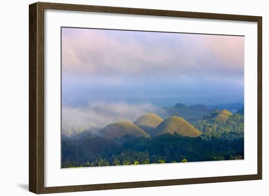 Chocolate Hills in Morning Mist, Bohol Island, Philippines-Keren Su-Framed Photographic Print