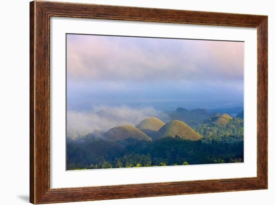 Chocolate Hills in Morning Mist, Bohol Island, Philippines-Keren Su-Framed Photographic Print