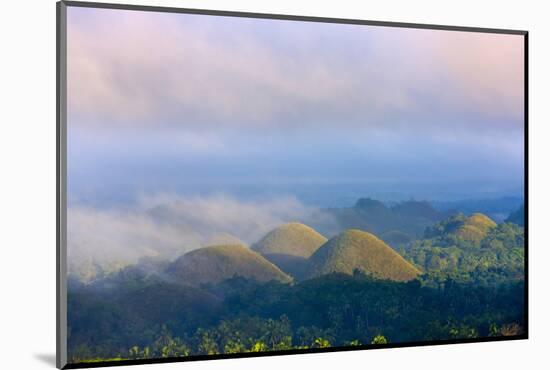 Chocolate Hills in Morning Mist, Bohol Island, Philippines-Keren Su-Mounted Photographic Print