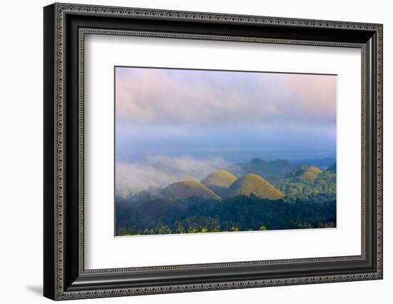 Chocolate Hills in Morning Mist, Bohol Island, Philippines-Keren Su-Framed Photographic Print