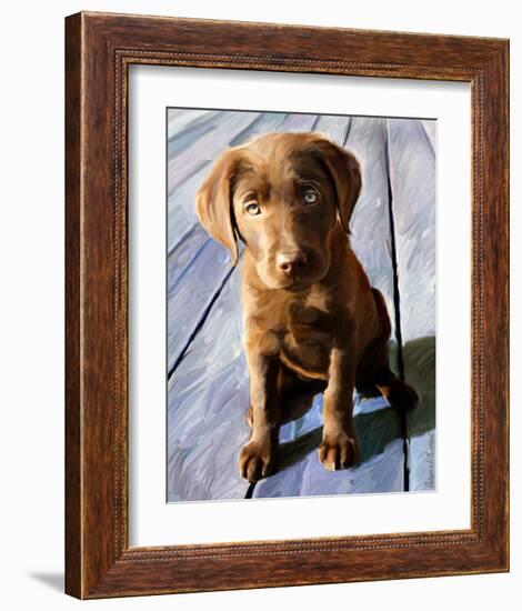 Chocolate Lab Gus-Robert Mcclintock-Framed Art Print