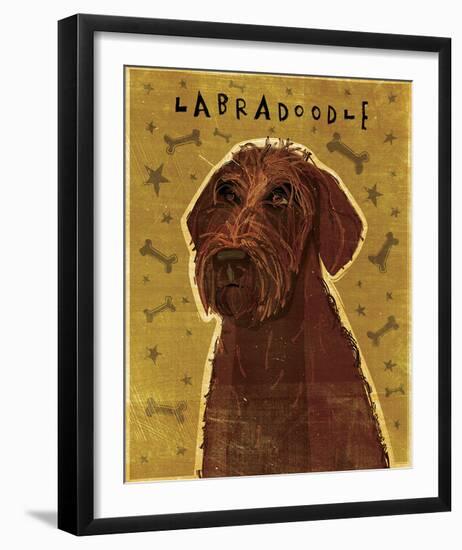 Chocolate Labradoodle-John Golden-Framed Giclee Print