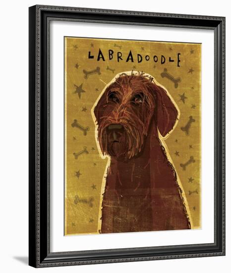 Chocolate Labradoodle-John Golden-Framed Giclee Print