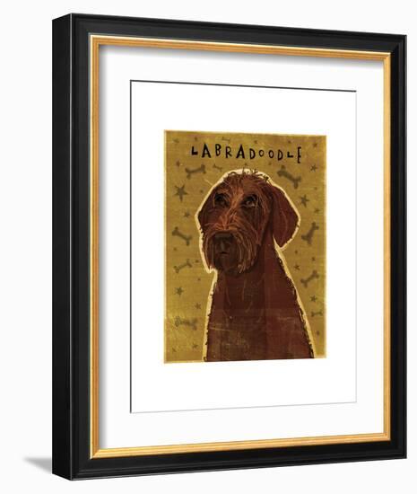 Chocolate Labradoodle-John W^ Golden-Framed Art Print