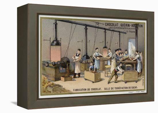 Chocolate Manufacturing, Cocoa Roasting Room-null-Framed Premier Image Canvas