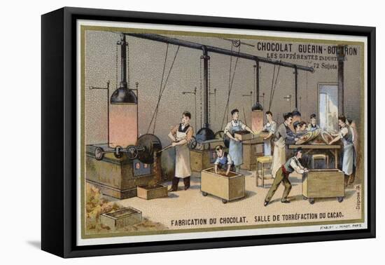 Chocolate Manufacturing, Cocoa Roasting Room-null-Framed Premier Image Canvas