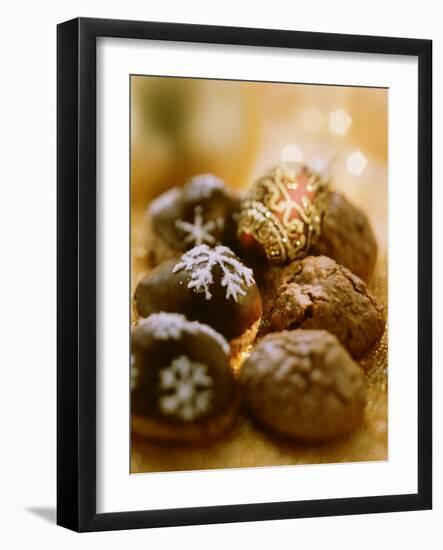 Chocolate Marzipan Biscuits with Black Cherries-Eising Studio - Food Photo and Video-Framed Photographic Print