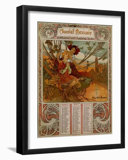 Chocolate Masson Calendar Illustrated by Mucha (1860 ? 1939). a Czech Art Nouveau Painter-Alphonse Marie Mucha-Framed Giclee Print